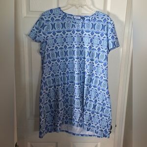 Cabana Life Light Blue Short Sleeve Shift Dress XL